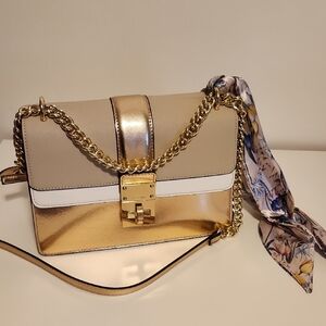 Aldo Gold and Cream Crossbody Bag